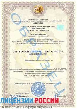 Образец сертификата соответствия аудитора №ST.RU.EXP.00006191-1 Фрязино Сертификат ISO 50001